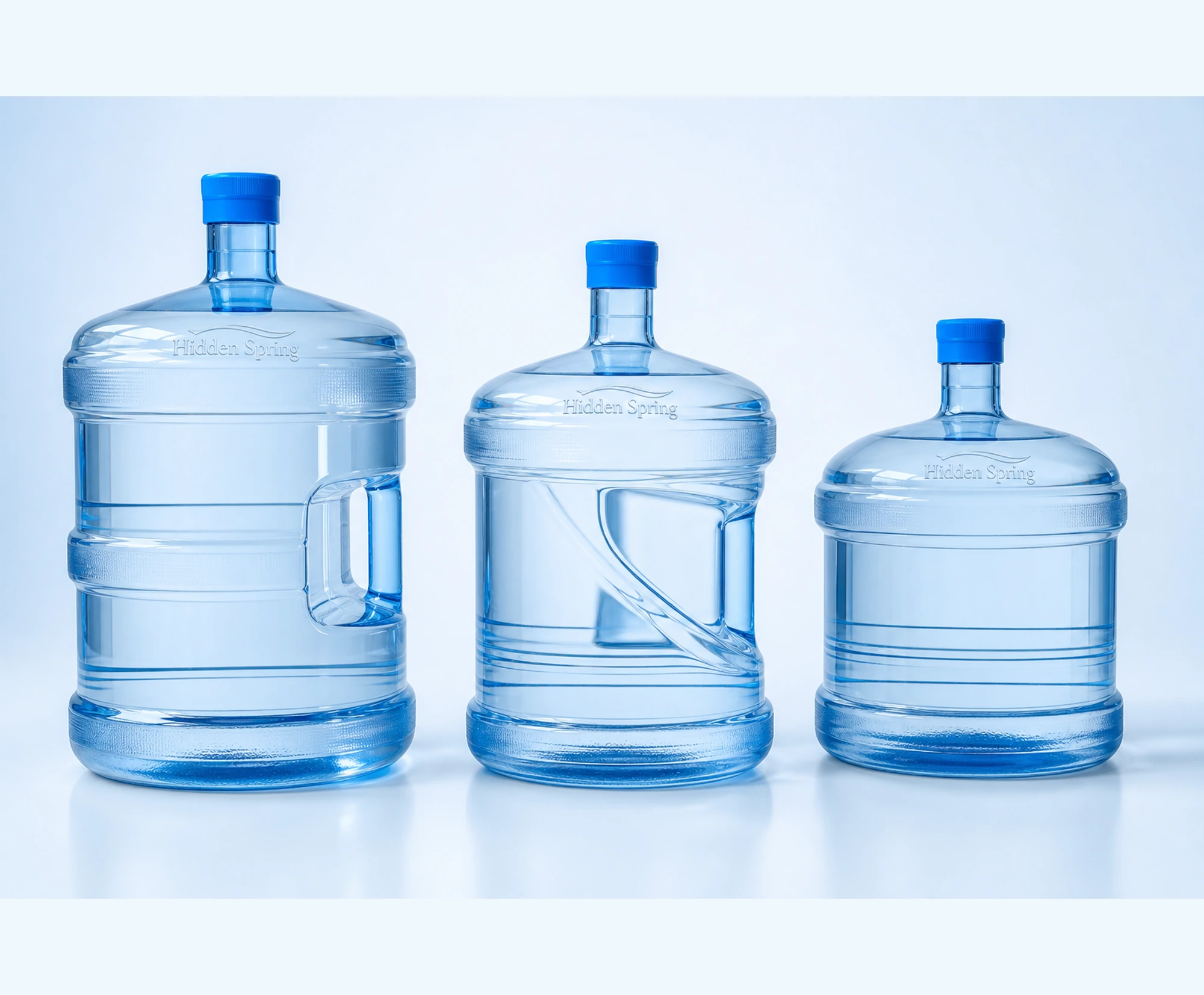 Hidden Spring 12L, 15L and 20L purified water bottles