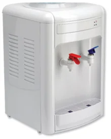 White tabletop hot and cold water dispenser